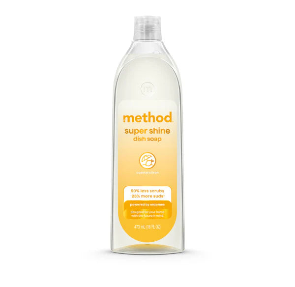 super shine liquid dish soap - coastal citron, 16 fl oz